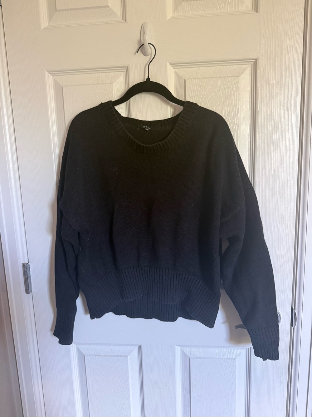 Quince 100% Cotton Black Crewneck Sweater